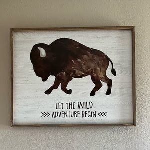 Hobby Lobby Framed bison “let the wild adventure begin” wall decor